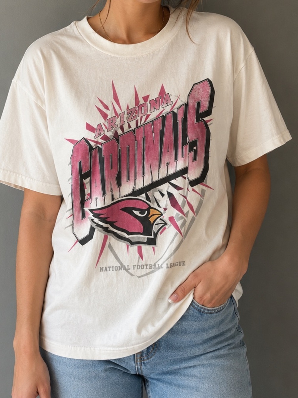 Abercrombie & Fitch NFL Arizona Cardinals Graphic Tee White Pink Women’s Medium